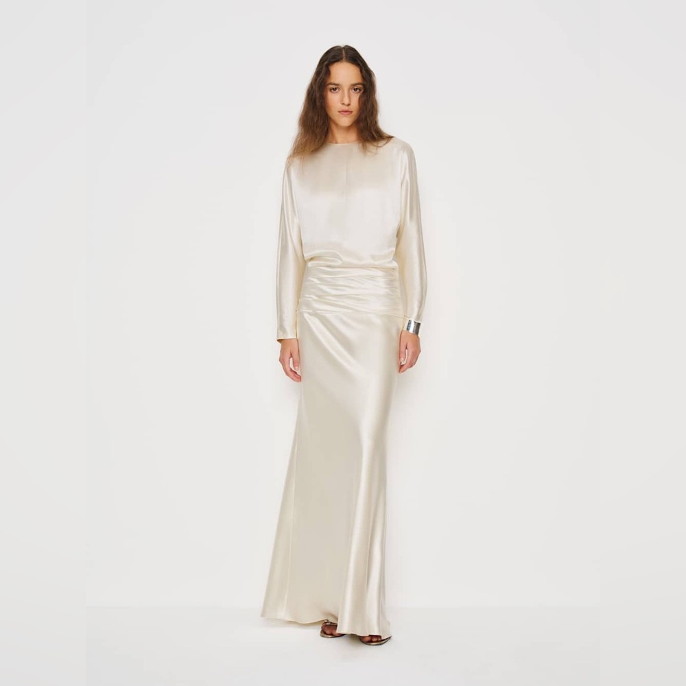 Reformation Esmee Silk Dress Ivory - Picture 3 of 14